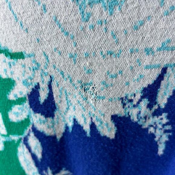 FARM Rio Soft Garden Knit Dress Blue Floral Halter Cut Out Maxi Vacay Size XS - Picture 9 of 11